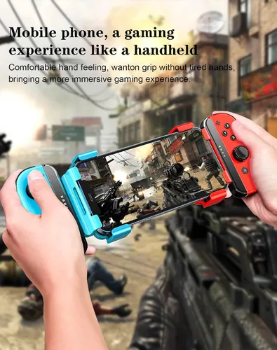 Vista 5 de Joso Soporte de agarre Switch Joy-Con con soporte para teléfono celular, compatible con todos los iPhone iOS 16.0+, fácil de instalar y estable