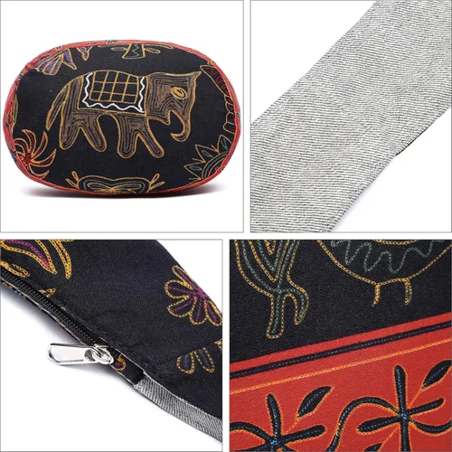 Vista 7 de Bolsa de hombro para mujer, de lona en estilo hippiebohemio para llevar cruzada al hombro, disponible en diferentes colores y estampados