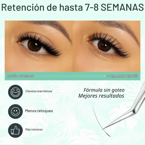 Vista 5 de LASHVIEW - Pegamento para extensiones de pestañas, 0.3 seg de secado rápido, permanencia de 6-8 semanas, adhesivo negro profesional, pegamento