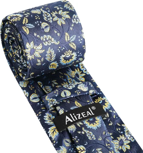 Vista 64 de Alizeal Mens 3.15inches Leaf Flower Pattern Tie with Floral Pocket Square Set