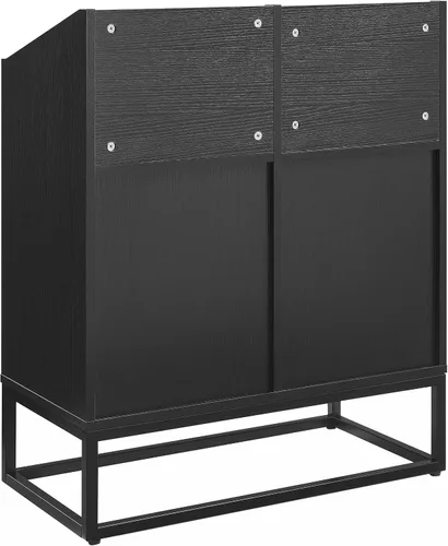 Vista 9 de Crosley Furniture Enzo - Moderno soporte de almacenamiento de discos de vinilo, estantes abatibles orientados hacia adelante para discos, color negro