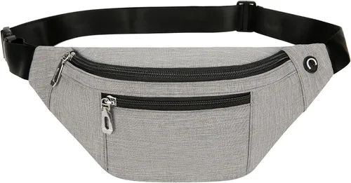 Vista 31 de Riñonera para hombres y mujeres, de moda e impermeable con cinturón ajustable, bolsas de riñonera casuales para correr, deportes, viajes. beige