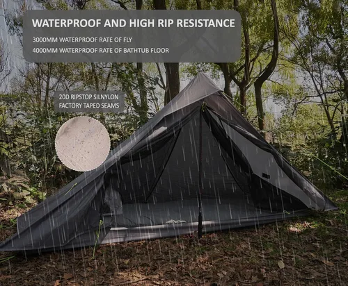 Vista 4 de Altair One - Tienda de campaña de senderismo ultraligera, nailon SIL impermeable, doble pared, 3 estaciones, refugio para 1 persona para mochileros