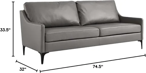 Vista 3 de Modway Sofá Corland de cuero y metal de estilo moderno en acabado gris