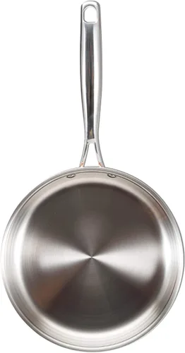 Vista 3 de Bergner BGIC-3661 Infinity Chefs De Lux - Sartén de cobre de tres capas con tapa de vidrio, acero inoxidable, acabado de martillo de cobre (9.4 in)