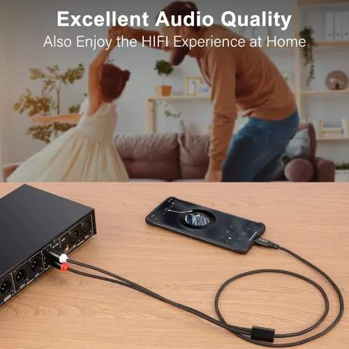 Vista 3 de J&D Cable de audio USB C a RCA, cable convertidor de audio estéreo trenzado tipo C macho a 2RCA macho cable divisor en Y compatible con Google Pixel