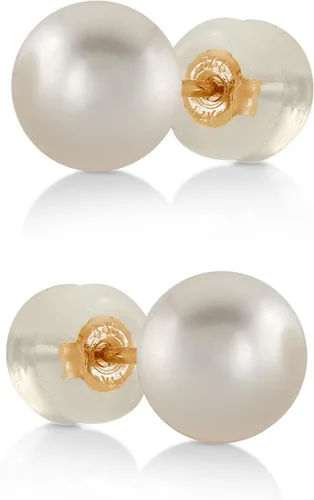Vista 13 de THE PEARL SOURCE White Japanese Akoya Pearl Stud Earrings for Women – Genuine Cultured Pearls, Hypoallergenic Jewelry with Secure 14k Gold Backing