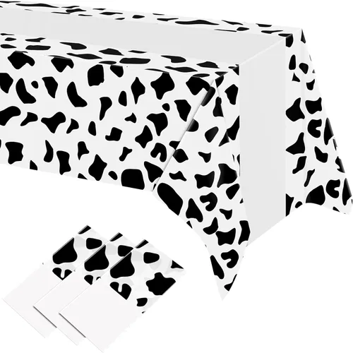 Vista 9 de Oudain 6 manteles de vaca de 54 x 108 pulgadas para fiesta, mantel de vaca, camino de mesa, mantel rectangular de fiesta de cumpleaños, suministros