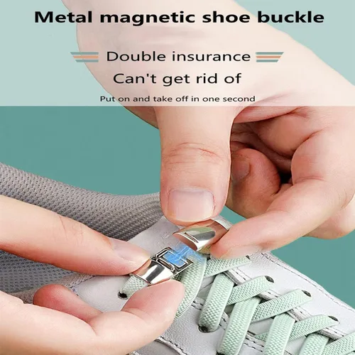 Vista 2 de Cordones magnéticos con cierre de hebilla, con cordones magnéticos para zapatos, talla única, cordones elásticos para niños y adultos (5 pares)