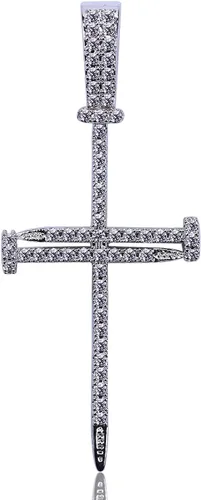 Vista 10 de JINAO Cadena de Cruz para Hombres Collar de Cruz de Oro Chapado en Oro de 14K Cadena de Cruz de Clavo Grande con Circonitas Cúbicas Colgante Joyería