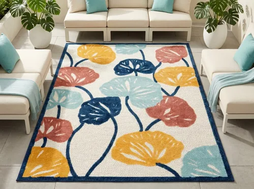 Vista 11 de Unique Loom Belize Outdoor Collection - Alfombra de área para calafatear (2 x 3 pies 1 pulgada, rectangular, carbón/azul claro)