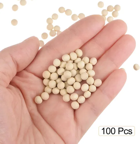 Vista 3 de uxcell 100 bolas redondas de madera maciza de 0.236 in de diámetro, cuentas de madera maciza sin terminar, pequeñas bolas naturales