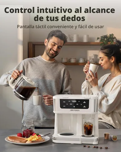 Vista 8 de AIRMSEN Cafetera dual programable de 12 tazas – Máquina de una sola porción para K-Pods y molido, preparación rápida de 1000 W, inicio retardado