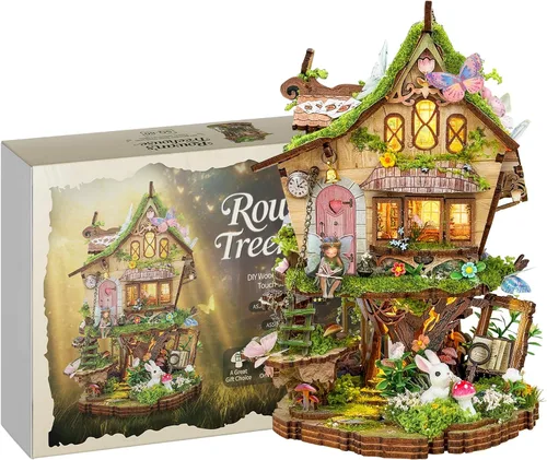 Vista 7 de Rompecabezas de madera 3D, diseño de bosque encantado, kit de miniatura para adultos y adolescentes, ideal para regalar y decorar casa de muñecas