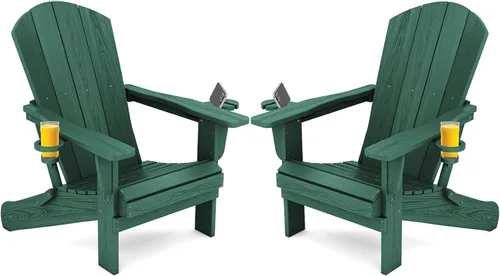 Vista 26 de SERWALL Silla Adirondack plegable, Silla Adirondack HDPE con textura de madera - gris