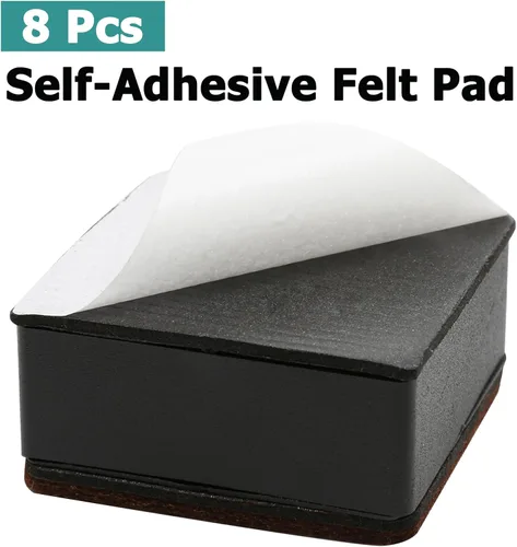 Vista 3 de Muretnze - 8 elevadores de cama autoadhesivos negros para muebles, cuadrados de acero al carbono resistente, elevadores de sofá que añaden 1.181 in