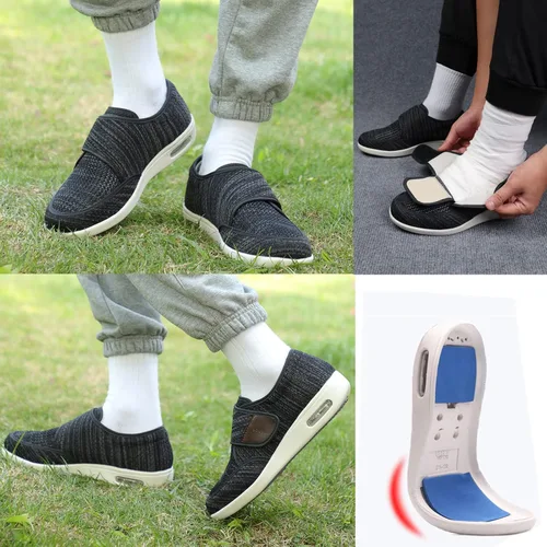 Vista 6 de youyun Zapatos para diabéticos para hombres de ancho ancho, zapatos diabéticos para hombres mayores, cierre ajustable, transpirables, ligeros