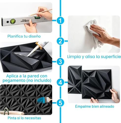 Vista 9 de Art3d Paquete de 33 Paneles de Pared 3D para Decoración de Pared Interior, Paneles de Pared de PVC con Textura de Diamante para Sala de Estar