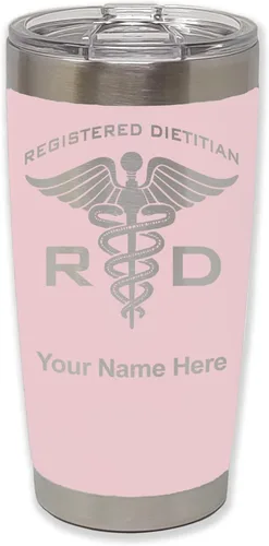 Vista 12 de LaserGram Vaso aislado al vacío de 20 onzas, dietista registrado RD, grabado personalizado incluido (negro)