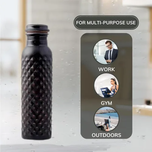 Vista 3 de STAGLIFE Botellas de agua de cobre para agua potable para hombres y mujeres, botella de agua ayurvédica de cobre puro, jarra para beber, dispensador