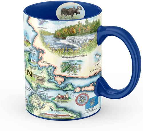Vista 53 de Taza de cerámica con mapa de 1000 islas de Xplorer Maps (16oz) – Taza de café libre de BPA para bebidas frías y calientes – Perfecta para oficina