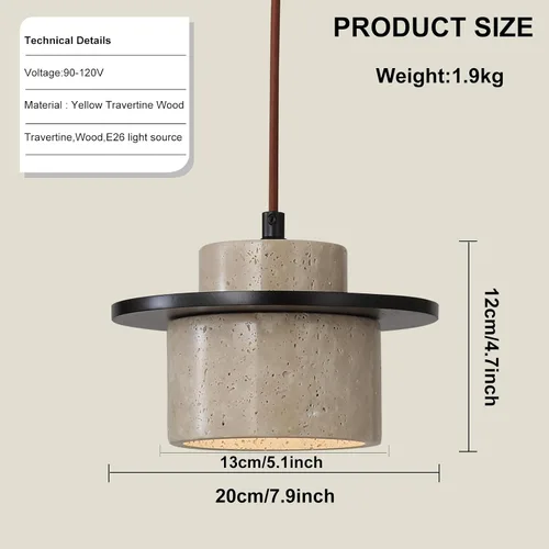 Vista 7 de Lámpara colgante japonesa Wabi Sabi de piedra natural, lámpara colgante de travertino amarillo nórdico para isla de cocina, candelabro de madera
