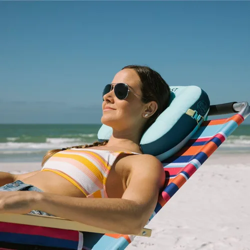 Vista 3 de Ballast Almohada de playa, cómoda, duradera y compacta, se mantiene en playas ventosas con bolsa de arena patentada, almohada inflable para playas