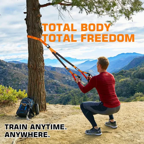 Vista 7 de Kit de entrenamiento de resistencia para el hogar, correas de entrenamiento de suspensión con extensión ajustable, anclaje de puerta y bolsa