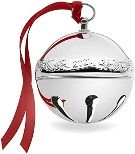 Vista 8 de Wallace 32ª edición 2021 Adorno de campana de trineo chapada en oro, oro, Navidad