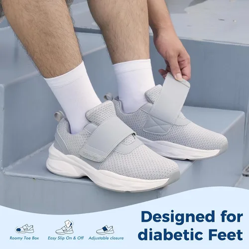 Vista 7 de Ortho+rest Zapatos para caminar diabéticos para hombre, zapatos para edema para pies hinchados, soporte de arco, zapatillas ortopédicas