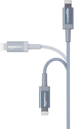 Vista 2 de Amazon Basics - Cable cargador USB trenzado de nailon - Cargador para iPhone con certificación MFi