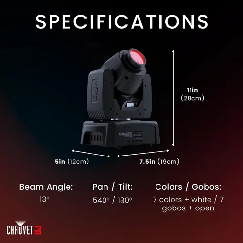 Vista 2 de CHAUVET DJ – Intimidator Spot 110 Compact Led Moving Head Diseño ligero para aplicaciones móviles Ruedas de color y Gobo para programación