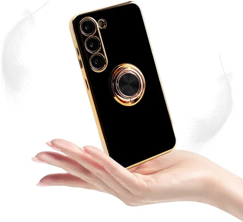 Vista 7 de Funda para Samsung Galaxy S23 con 1 Protector de Pantalla, Soporte de Anillo de Rotación de 360° Integrado con Soporte Magnético, Cubierta Negro