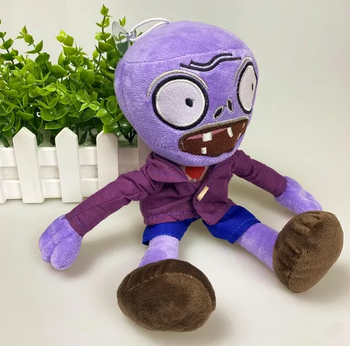 Vista 6 de PVZ - Juego de 3 piezas de peluche: morado, gris periódico, pantalones rojos, pantalones vaqueros, zombis, juguetes de felpa suave, gran regalo