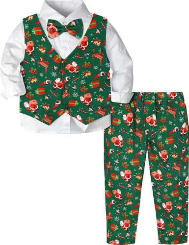 Vista 114 de A&J DESIGN Conjunto de traje de caballero para niños pequeños, 3 piezas, camisas, chaleco y pantalones
