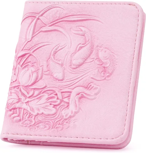 Vista 10 de MEITRUE Cartera pequeña para mujer, cartera delgada RFID para mujer, tarjetero con ventana de identificación, 02-azul cielo, Moderno