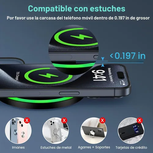Vista 6 de Cargador inalámbrico Samsung S25 para Android con carga rápida para Samsung Galaxy S25 Ultra/S24 Plus/FE/S23/S22/S21, paquete de 2 estaciones
