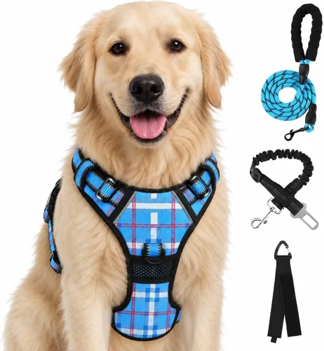 Vista 76 de FURRYFECTION - Arnés para perro a cuadros con correa y cinturón de Rosa