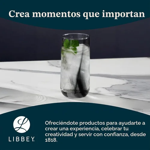 Vista 6 de Juego de 8 vasos para beber con cinta negra Ascent de 16 onzas Diseño moderno de cinta negra, apto para lavavajillas y fácil de limpiar, duradero