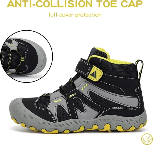 Vista 3 de Mishansha Botas de senderismo unisex para niños, antigolpes y antideslizantes, para uso al aire libre