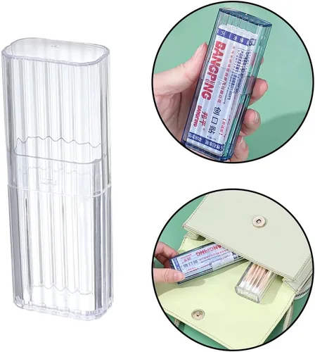 Vista 2 de JIEDALIN 4 piezas de hisopos de algodón para viaje, mini caja de viaje para esponja de maquillaje, hisopos de algodón, lazos para el cabello, hilo