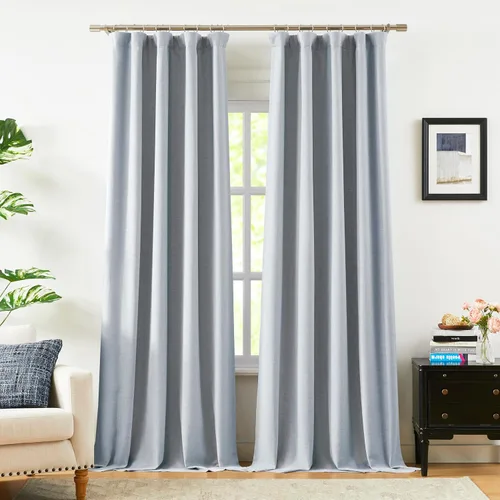 Vista 23 de Vision Home Cortinas Completamente Opacas de Lino Azul Niebla de 84 Pulgadas de Largo para Dormitorio y Sala de Estar, Paneles de Ventana Niebla Azul