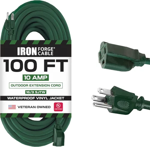Vista 8 de Iron Forge Cable Cable de extensión resistente a la intemperie de 6 pies para exteriores – 16/3 SJTW resistente cable de extensión verde de 3