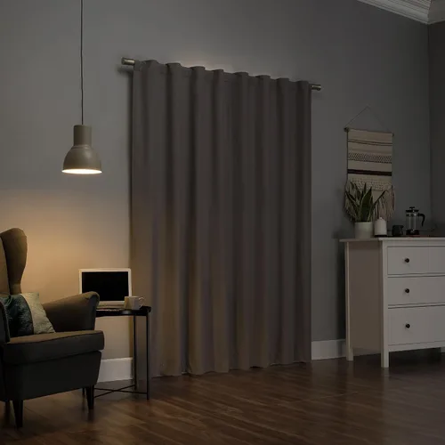 Vista 2 de Sun Zero Cyrus - Juego de 2 cortinas térmicas 100% opacas con pestañas Gris