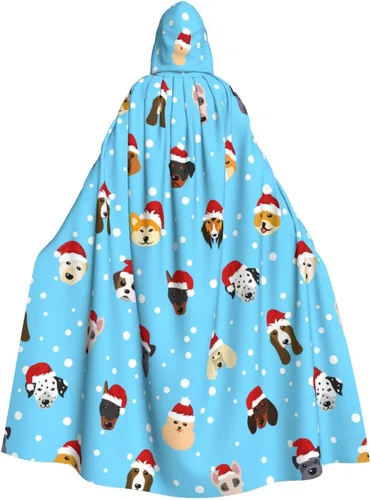 Vista 2 de Dog Wearing Christmas Hat Blue Cloak Halloween Costumes Witch Cloak Hooded Cloak Adult Long Cape Hood
