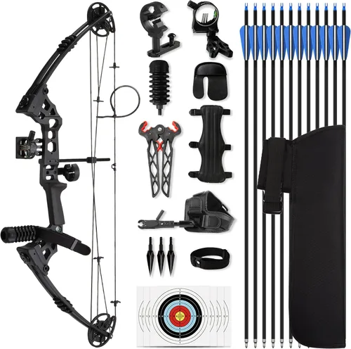 Vista 2 de Compound Bow Kit Adjustable for Outdoor Use & Target Practice, 30-70lbs Archery Set with Carbon Arrows and Accessories