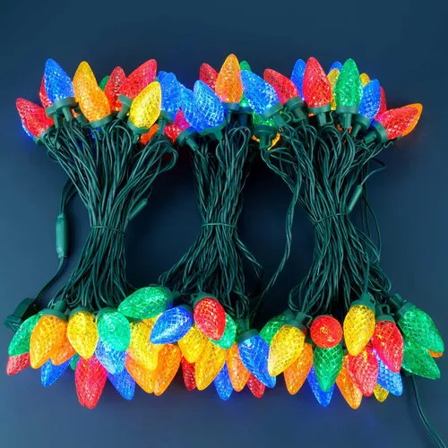 Vista 2 de YULETIME Tira de luces LED multicolor C9 fresa para Navidad, 68 pies 100 unidades con espaciado de 8" impermeable, luz de cadena festiva