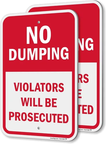 Vista 10 de SmartSign Letrero de metal con texto en inglés "No Dumping Violators Will Be Prosecuted", 14 x 10 pulgadas, aluminio laminado a prueba de óxido