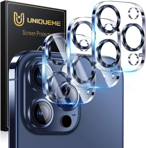 Vista 44 de UniqueMe para Paquete de 3 Protectores de Lente de Cámara para iPhone 15 Pro/iPhone 15 Pro Max, [Protección contra Caídas] [Compatible con Fundas]