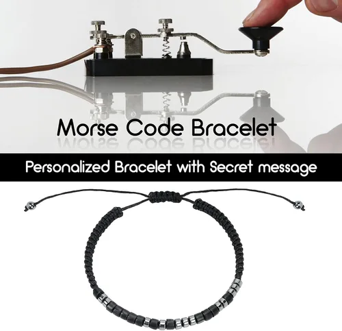 Vista 5 de Pulseras de código morse para mujeres y hombres, pulseras de cuerda, pulseras inspiradoras regalos para parejas, mamá, hija, mejor amiga, pulseras